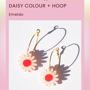 Emeldo Design Pink/Red Daisy Hoop Earrings